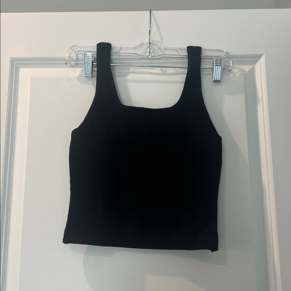Quince Black Ribbed Tank Top